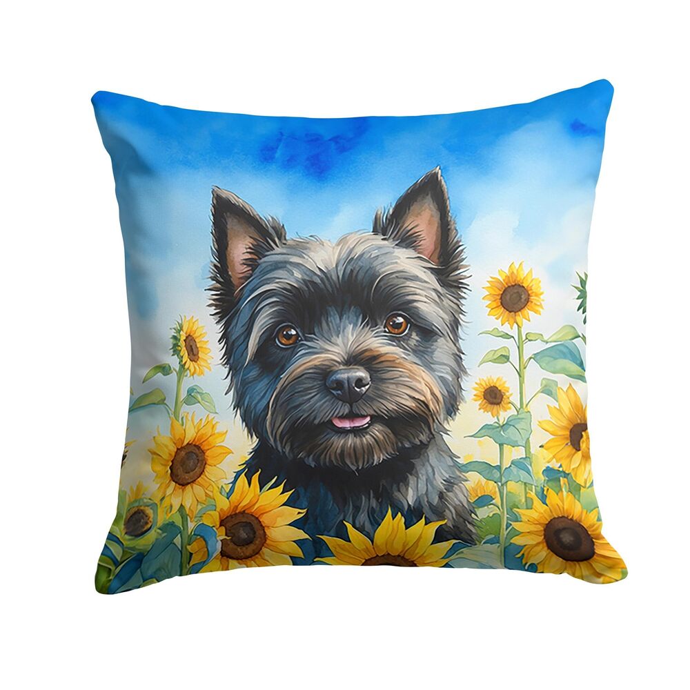 7281 in Sunflowers Throw Pillow, 14Hx14W, Cairn Terrier 6043
